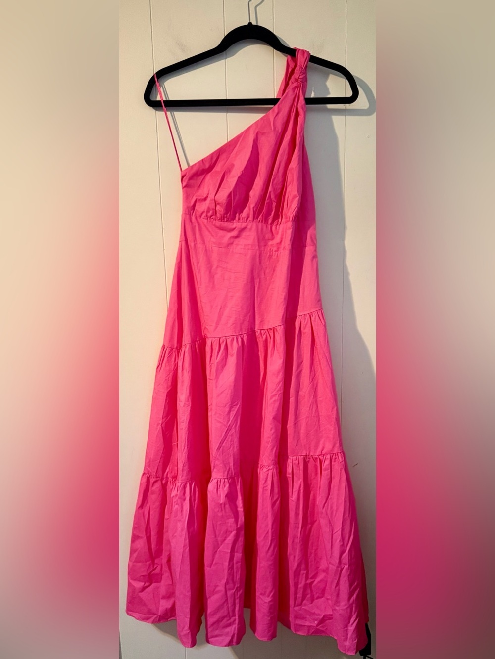 Billy J One Shoulder Women’s Pink Tiered Maxi Dress Pink, Size 10